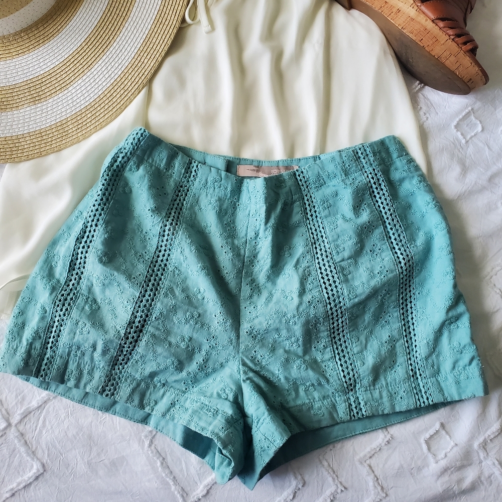 FOREVER 21 Teal Eyelet Shorts